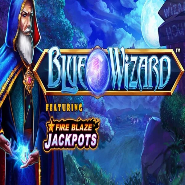Blue Wizard Fire Blaze Jackpots by Rarestone Gaming, showcased at dragonicasino.com – game logo